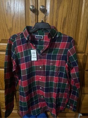Club Room Red, Green & Navy Plaid Button-Down Shirt